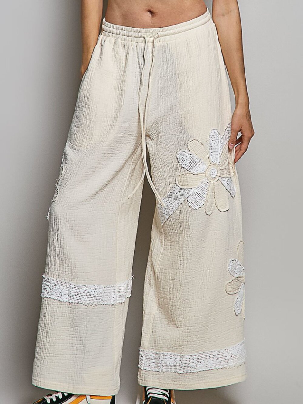 POL GAUZE EVERYDAY OR BEACH PANTS CREAM C S M L